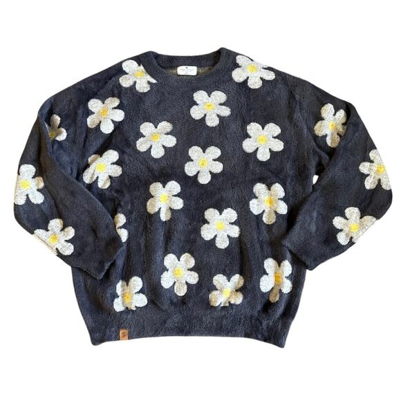 Women’s Simply Southern Oversized Blue Gray Daisy Sweater Shirt Size Large - Picture 1 of 5